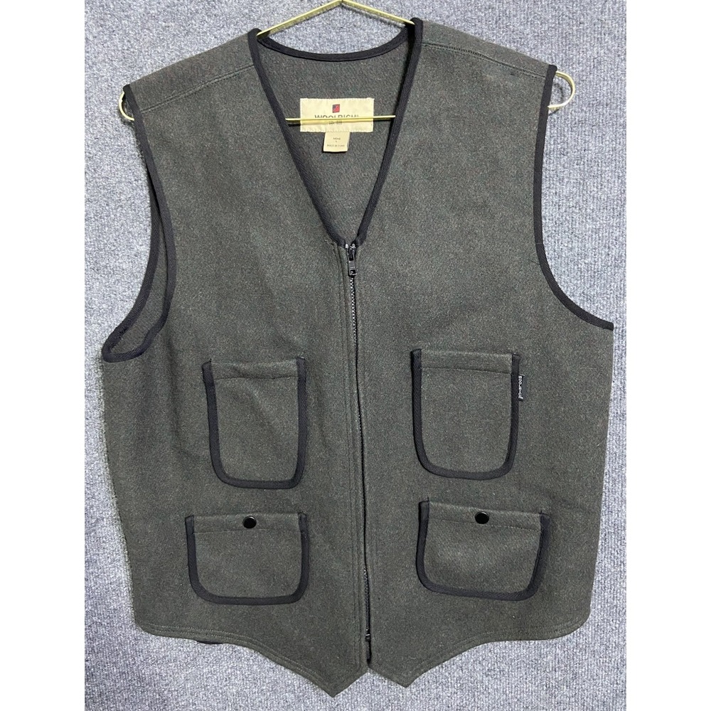 Woolrich Vest Men Large Wool Green Utility Full Zip Cowboy Rodeo Western NWOT